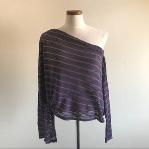 We the Free Love Lane Purple Striped Tee XS
